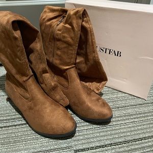 Cognac over the knee boots